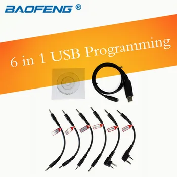 6 in 1 USB Programavimo Kabelis YAESU BAOFENG BF-888S UV-5R Už KENWOOD PUXING Už 