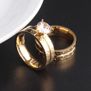 6 mm, aukso spalva, Prekės pora vestuvių žiedai vyrams cirkonis mėgėjams 316L Nerūdijančio Plieno moterų didmeninės
