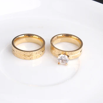 6 mm, aukso spalva, Prekės pora vestuvių žiedai vyrams cirkonis mėgėjams 316L Nerūdijančio Plieno moterų didmeninės
