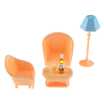 6Pcs/Set 1:12 Miniatiūriniai Lėlių Gyvenimo Kambario Baldai, Kėdės, Lempos Arbatos Stalo Lėlės Namas Priedai