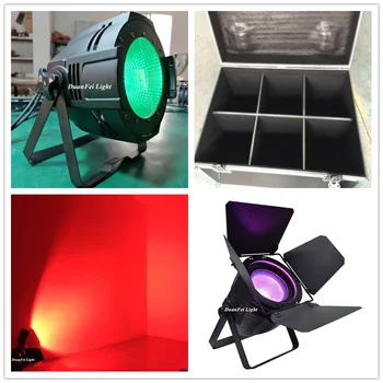 6pcs su Flycase LED Par Par64 led prožektorius dj šviesos diodų (LED par 200W COB RGBWA UV 6in1/RGBW 4in1/barndoor par/Nr. barnfoor par