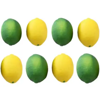 8 Pack Dirbtinis, Netikras citrinos žaliosios Citrinos Vaisių Vaza Užpildas Namų Virtuvėje Šalies Apdaila, Geltona ir Žalia