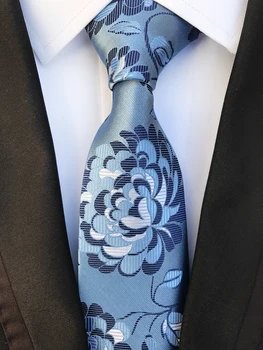 8CM Vyrų Oficialų Kaklaraištis Siuvinėjimo Gėles, Austi Mėlyna Necktie Vestuvių