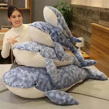 90cm Milžinišką dydį Banginis Pliušinis Žaislas Kūdikiui Minkštos Gyvūnų Pagalvę Lėlės Jūros Gyvūnų Įdaryti Žaislas Huggable Ryklys Gyvūnų Pagalvę Vaikams Dovanų