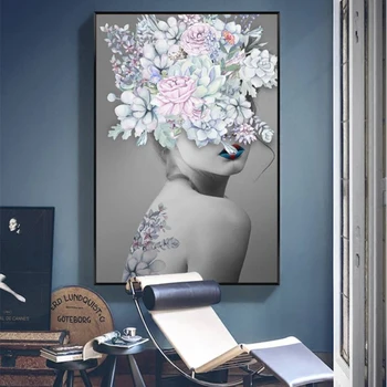 Abstraktus Gėlių Kilnus Moteris Drobė, Tapyba Menas Spausdinti Plakato Nuotrauką Sienos Gyvenimo Kambario, Miegamasis Šiaurės Paprasta Namų Puošybai