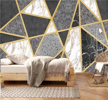 Abstrakčios geometrinės linijos marmuro tekstūros TV, sofa fono sienos užsakymą tapetai 8D atsparus vandeniui sienų medžiaga