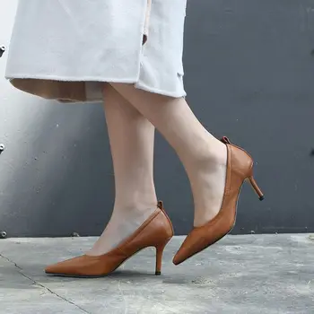 ALLBITEFO aukštos kokybės natūralios odos seksualių aukštakulnių moterų batai, prekės ženklo tarnyba ponios batai, prekės ženklo moterų kulniukai batai mergaitėms