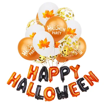 Amawill Helovinas Šalis Papuošalai Moliūgų Klevo Lapų Latekso Konfeti Helio Balionai Happy Halloween Vėliavos Banner Prekes