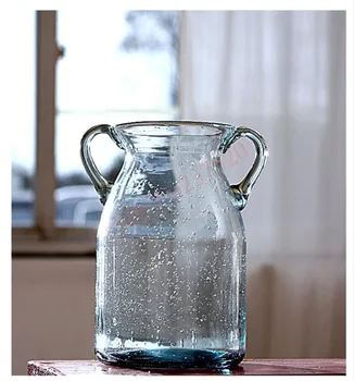 Amerikietiško stiliaus kaimo ranka pūstinis creative vandens lašas stiklas, skaidri vaza gėlių kompozicijų indai kambarį apdaila