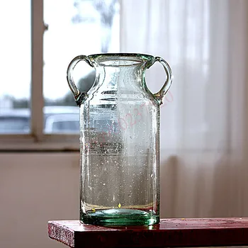 Amerikietiško stiliaus kaimo ranka pūstinis creative vandens lašas stiklas, skaidri vaza gėlių kompozicijų indai kambarį apdaila