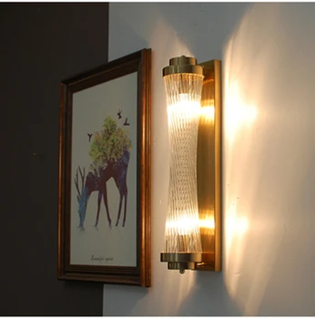 Amerikos po Europos šiuolaikinės aukso krištolo, metalo vamzdžio sienelės šviesos lempos, LED villa viešbučio fojė gyvenimo kambario sienos sconce