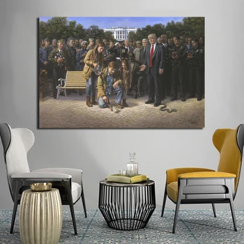 Amerikos Prezidentas, Drobė, Tapyba Donalds Laimingai Plakatą, Nacionalinių Skubios Pagalbos Spausdinant Nuotrauką Modulinės Už Kambarį Sienų Dekoras