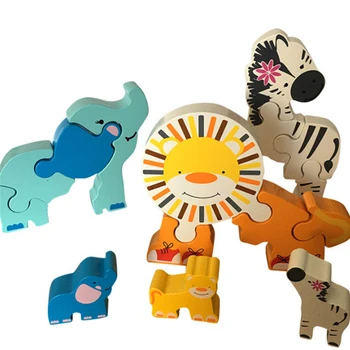 Animacinių filmų Kūdikio Mediniai Žaislai 3D Dėlionė Gyvūnų Įspūdį 2-4 Metų Kūdikis Švietimo Žaislai, Galvosūkiai Vaikams Dovanas, Mediniai Žaislai, Dėlionės