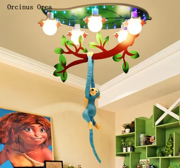 Animacinių filmų Miško Beždžionė lubų lempa Berniukų ir Mergaičių Miegamasis, Vaikų kambarys lempos Kūrybos Spalvoti Gyvūnų lubų lempa