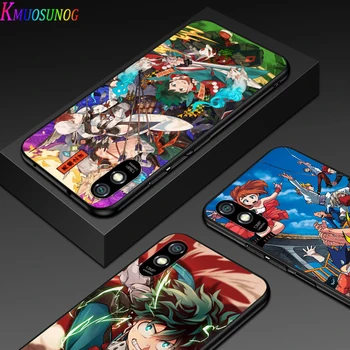 Anime Mano Herojus akademinės bendruomenės Už Xiaomi Redmi 10X Pro 5G 9C 9A 9 EIKITE K20 8A 8 7A 7 S2 6A 6 5 5A 4X Pro Ryškiai Juoda Telefono dėklas