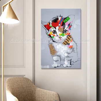 Arthyx Rankomis Dažyti Šiuolaikinio Abstraktaus Animaciją Kačių Gyvūnų Tapybos Ant Drobės Pop Art Wall Nuotraukas Kambarį Apdaila