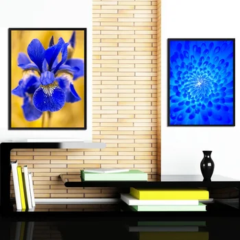 Atnaujinti Blue Iris Chrizantema Gėlės Sienos Meno Atspausdinta ant Drobės Paveikslai Gėlių Nuotraukas Spausdina Plakatus Miegamasis Namų Dekoro