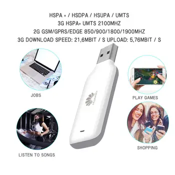 Atrakinti 3G HSPA+ 21Mbps USB SurfStick USB Modemas HUAWEI E3533 USB 3G Slim Usb Dongle