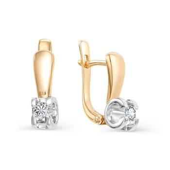 Aukso auskarai 585 sidabro su akmenys: Deimantas, moteriški auskarai, bižuterijos, moterų, natūralių akmenų.