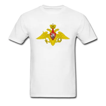 Aukso rusijos Kariuomenė, Logo Dizainas Vyrų Marškinėliai trumpomis Rankovėmis Grynos Medvilnės Paprasto T-Marškiniai, Didmeninė Didelis Dydis XXXL Balta/Pilka Nuolaida