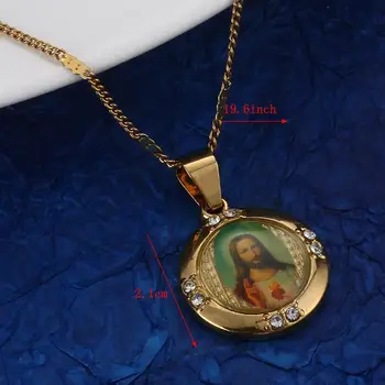 Aukso Spalvos Jėzaus Portretas, Pakabučiai, Karoliai Madinga Portretas Krikščionių Turas Grandinės Juvelyrikos