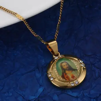 Aukso Spalvos Jėzaus Portretas, Pakabučiai, Karoliai Madinga Portretas Krikščionių Turas Grandinės Juvelyrikos