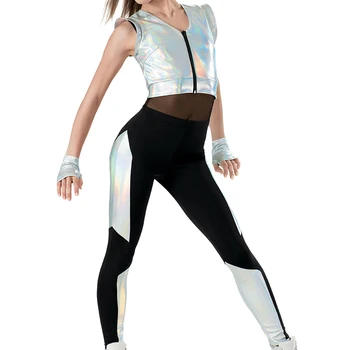 Aukštos Kokybės 3 Gabalas Veiklos Komplektus MJ kosmonauto kostiumas Hip-Hop Šokių Kostiumas Dėvėti StreetDance