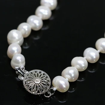 Aukštos kokybės natūralių gėlo vandens dirbtiniu būdu išauginti perlai white pearl moterų karoliai 7-8,8-9mm maždaug apvalūs karoliukai fine jewelry 80inch B1480