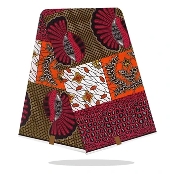 Aukštos Kokybės Nigerijos Vaškas Atspausdintas Audinys Minkšta Tikra Afrikos Vaškas Spausdinimo Audinio 6 Metrų/Vnt Moterų Suknelė HL20-77