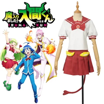 Aukštos Q Unisex Anime Cos Mairimashita! Iruma-kun Volac Cosplay Kostiumai Vienodas Sailor kostiumas Suknelė Rinkiniai