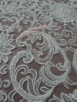 Aukščiausios kokybės siuvinėjimo tiulio tinklelio, nėrinių audinys JIANXI.C-42005 su pilna granules šalis suknelė