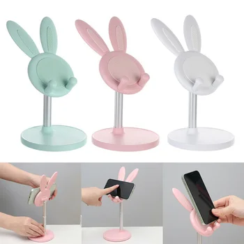 Ausys Cute Bunny Tablet Stand Telefono Turėtojas Mobiliųjų Telefonų Priedai Stalinis Stovas Reguliuojamas FKU66