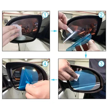 Automobilio galinio vaizdo veidrodis apsauginė plėvelė anti-rūko skaidrus rainproof apsaugos nuo akinimo galinio vaizdo veidrodėlis minkštas kino prekinis, galinis stiklo 95*95mm