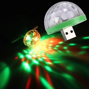 Automobilio LED Dekoratyvinės Lempos Mini RGB Atmosfera Šviesos Auto Interjero LED USB Klubas Disco Scenos Šviesos Efektas Stiliaus Garso Valdymo Wh