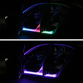 Automobilių Durų Žibintai Vandeniui Automobilių Lanksti RGB Šviesa Juostelės LED Lempos Automobiliams, Interjero Dekoratyvinės Šviesos Juostelės Auto Optikos Reikmenys
