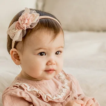Baby Girl Lankelis Gėlių Kaspinai Kūdikių Elastinga Nėrinių, Plaukų Priedai Naujagimio Foto Rekvizitai Vaikams, Vaikiška Princesė Plaukų Juosta