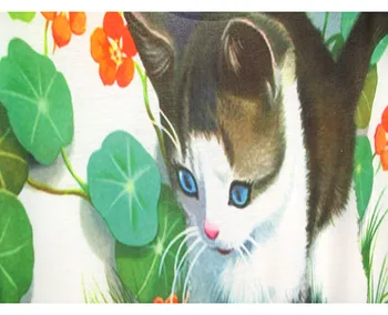 Balta katė Gyvūnų Spausdinti Viršūnes gėlių lapų, mėlynas akis katė 3D spausdinimo marškinėlius naujausias dizaino tendencijas Grafika Tees