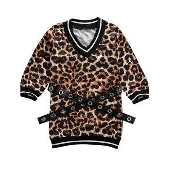 Bamblys vaikams Baby Girl Rudenį Leopardas Spausdinti Princesė Mielas Suknelė ilgomis Rankovėmis Diržo Šalis, Tiesiai Tutu Suknelė Atsitiktinis Konkurso 1-6Y