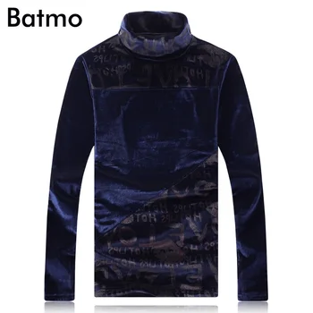BATMO 2018 naują atvykimo žiemos aukštos kokybės veliūras spausdinti thrtleneck thicked t-marškinėliai vyrams,vyriški t-shirt plus-size 6303