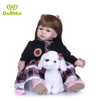 Bebes atgimsta mergina lėlės 58cm vinilo silikono reborn Baby Lėlės, žaislai vaikams, dovana, mielas Princesė lėlė su šuniuku