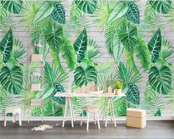 Beibehang Užsakymą foto tapetai Šiaurės minimalistinio tropinių augalų vėžlys atgal lapų plytų tapetai, 3d fone papel freskos