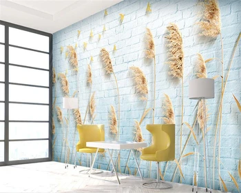 Beibehang Užsakymą Freskos Šiuolaikinės 3D Tapetai Didelis Nendrių Drugelis plytų HD Gyvenamasis Kambarys Sofos, Miegamojo 3d Tapetai tėtis peint