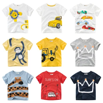Beždžionė Spausdinti Tee Raudonas Automobilis Bamblys T-Shirt Animacinių Filmų Gyvūnų Kūdikiams, Vaikams, Berniukams, Mergaitėms, Vaikams, Medvilnės, Trumpomis Rankovėmis, Vasaros Drabužių
