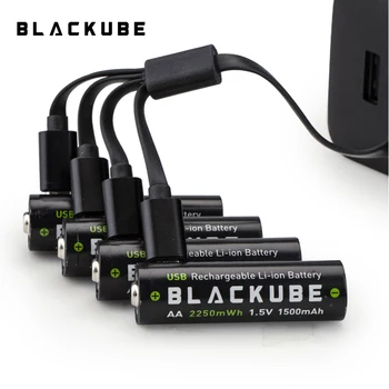 BLACKUBE AA 1500mAh 1,5 V 2250mAh Baterijos Įtampos Apsauga USB Įkraunama Ličio Baterija