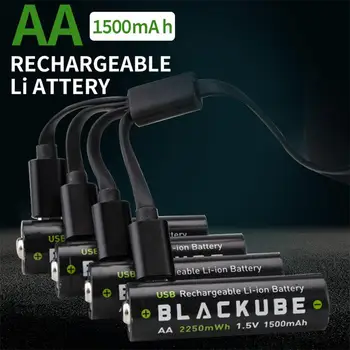 BLACKUBE AA 1500mAh 1,5 V 2250mAh Baterijos Įtampos Apsauga USB Įkraunama Ličio Baterija