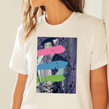 BLINGPAW Minimalistinio Juokinga Moterys T-shirt Tapybos Vasaros Trumpas rankovėmis Viršūnes & Tees O-Kaklo Atsitiktinis Mergina Didelis Dydis Medvilnė