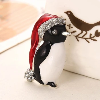 Bluelans Mados Kalnų Krištolas Kūrybos Pingvinas Skrybėlę Sagė Pin Papuošalai Šalies Kalėdų Dovana