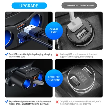 Bluetooth 5.0 Automobilio laisvų Rankų įranga, FM Siųstuvas Car mp3 Grotuvas Dual USB Įkroviklį, Plėsti Paramos U Disko Muziką