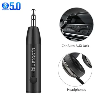 Bluetooth 5.0 Imtuvas Bevielio Stereo Muzikos Garso Imtuvas su Mikrofonu Rankų 3.5 mm Jack Automobilių Aux 