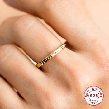 BOAKO Ins Mėnulio Žiedai Moterų, Mergaičių, 925 Sidabro Žiedas 2020 Tendencija Anillos Mujer Fine Jewelry Suporuoti Žiedai Minimalistinio #5.5